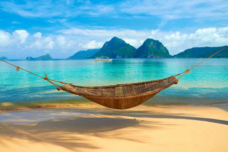 hammock with tropical mountain views